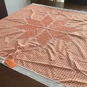 Vintage Orange Checkered Star Tablecloth